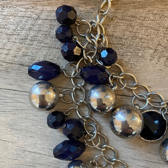 Necklace Statement Layer Bohemian Bead DiscBlue & Silver - Picture 3 of 6